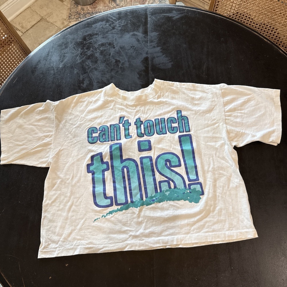 Vintage 90s made in USA Crop Top "Can't Touch This" Graphic T-shirt retro vibe